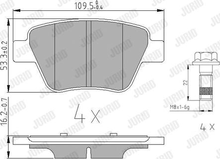 Jurid 573312J - Тормозные колодки, дисковые, комплект www.autospares.lv