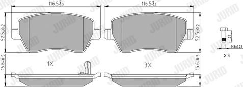 Jurid 573255J - Тормозные колодки, дисковые, комплект www.autospares.lv