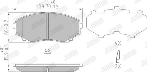 Jurid 572435J - Тормозные колодки, дисковые, комплект www.autospares.lv