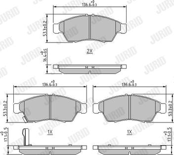 Jurid 572545J - Тормозные колодки, дисковые, комплект www.autospares.lv