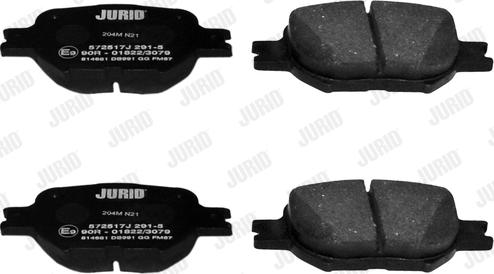 Jurid 572517J - Тормозные колодки, дисковые, комплект www.autospares.lv