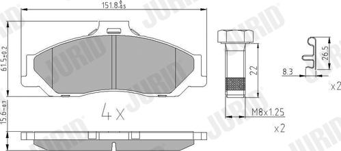 Jurid 572537J - Bremžu uzliku kompl., Disku bremzes autospares.lv