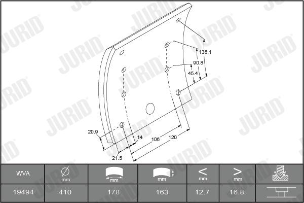 Jurid 1949425050 - Bremžu uzliku kompl., Trumuļu bremzes www.autospares.lv