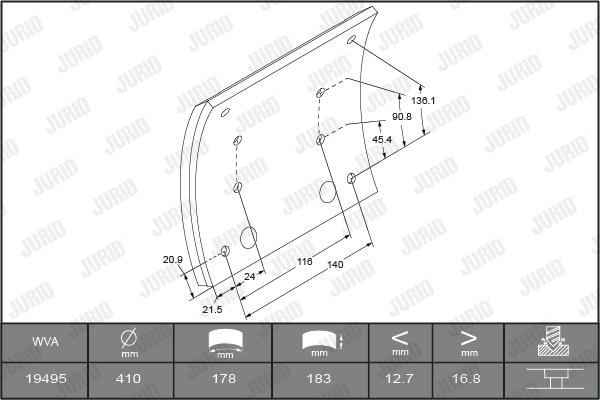 Jurid 1949525380 - Bremžu uzliku kompl., Trumuļu bremzes www.autospares.lv