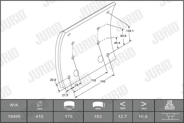 Jurid 1949515050 - Bremžu uzliku kompl., Trumuļu bremzes www.autospares.lv