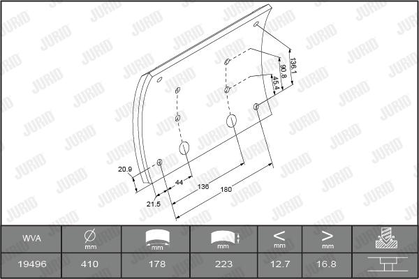 Jurid 1949601070 - Bremžu uzliku kompl., Trumuļu bremzes www.autospares.lv