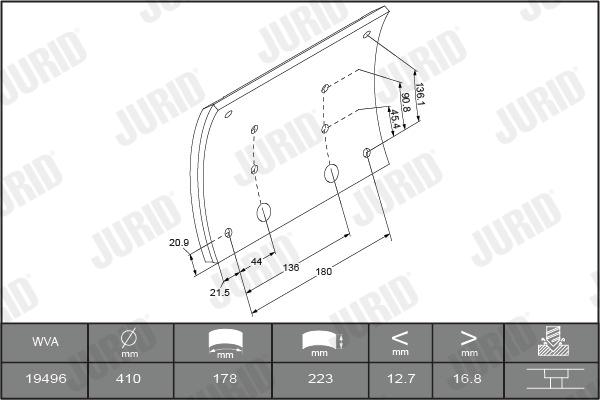 Jurid 1949635050 - Bremžu uzliku kompl., Trumuļu bremzes www.autospares.lv