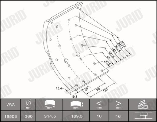 Jurid 1950303320 - Bremžu uzliku kompl., Trumuļu bremzes www.autospares.lv