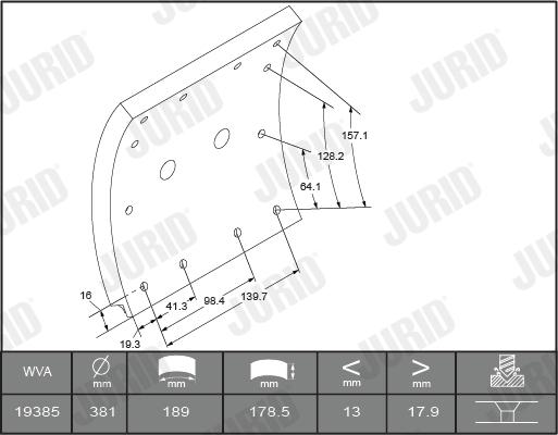 Jurid 1938505380 - Bremžu uzliku kompl., Trumuļu bremzes www.autospares.lv