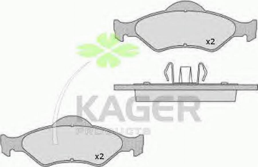 Kager 35-0482 - Тормозные колодки, дисковые, комплект www.autospares.lv