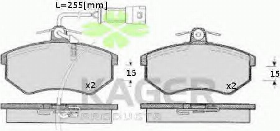 Kager 35-0637 - Тормозные колодки, дисковые, комплект www.autospares.lv