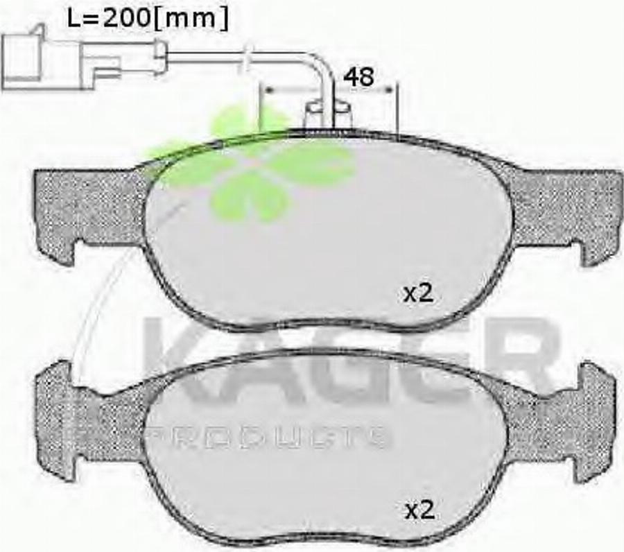 Kager 35-0015 - Bremžu uzliku kompl., Disku bremzes autospares.lv