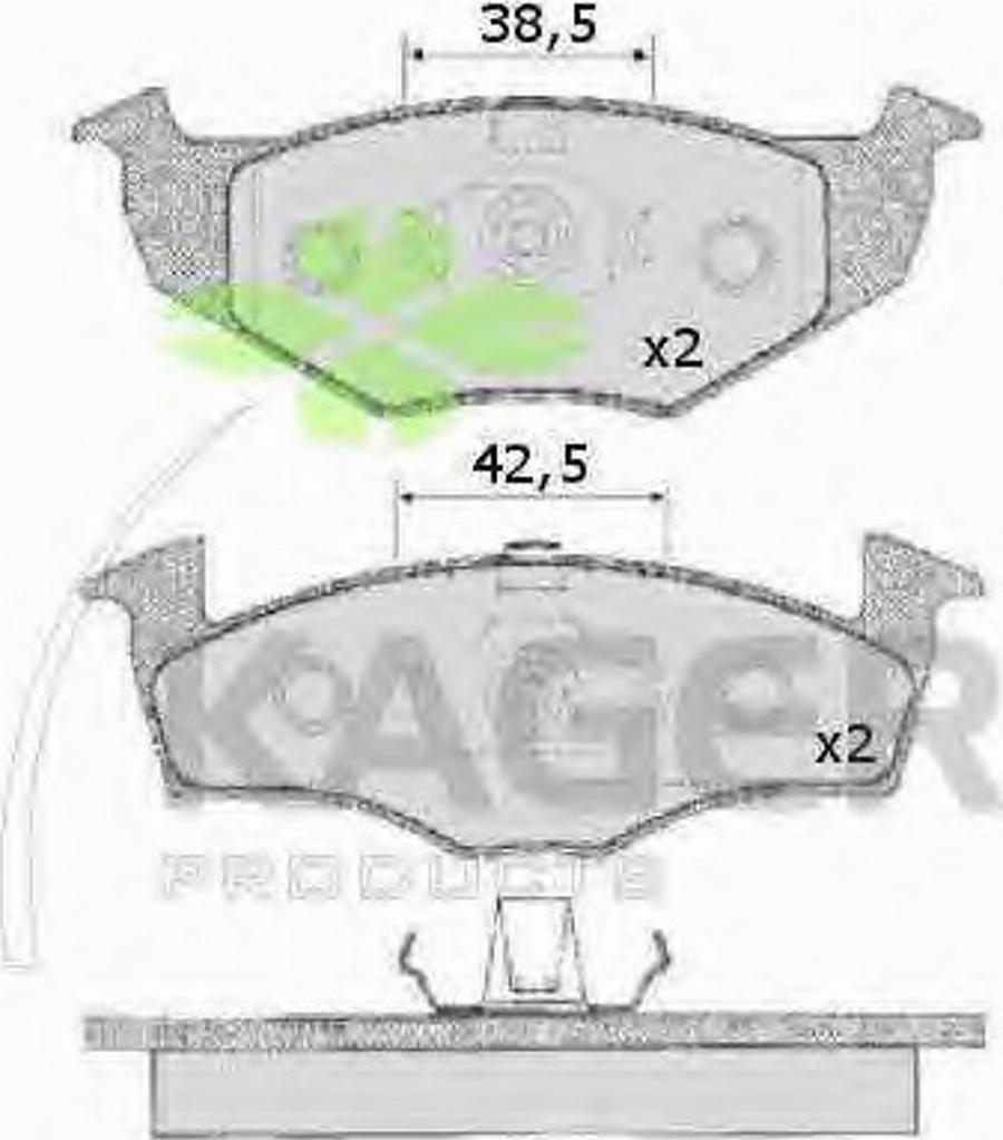 Kager 35-0039 - Тормозные колодки, дисковые, комплект www.autospares.lv