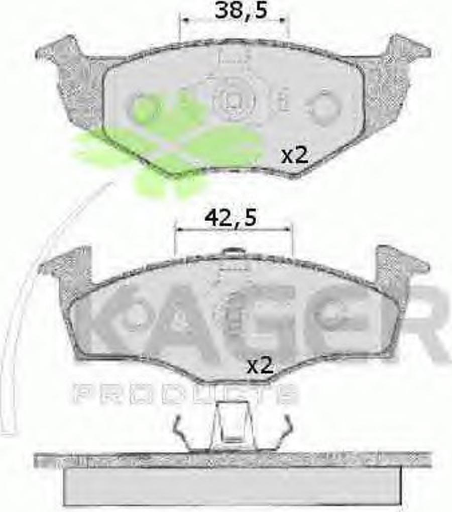 Kager 35-0160 - Тормозные колодки, дисковые, комплект www.autospares.lv