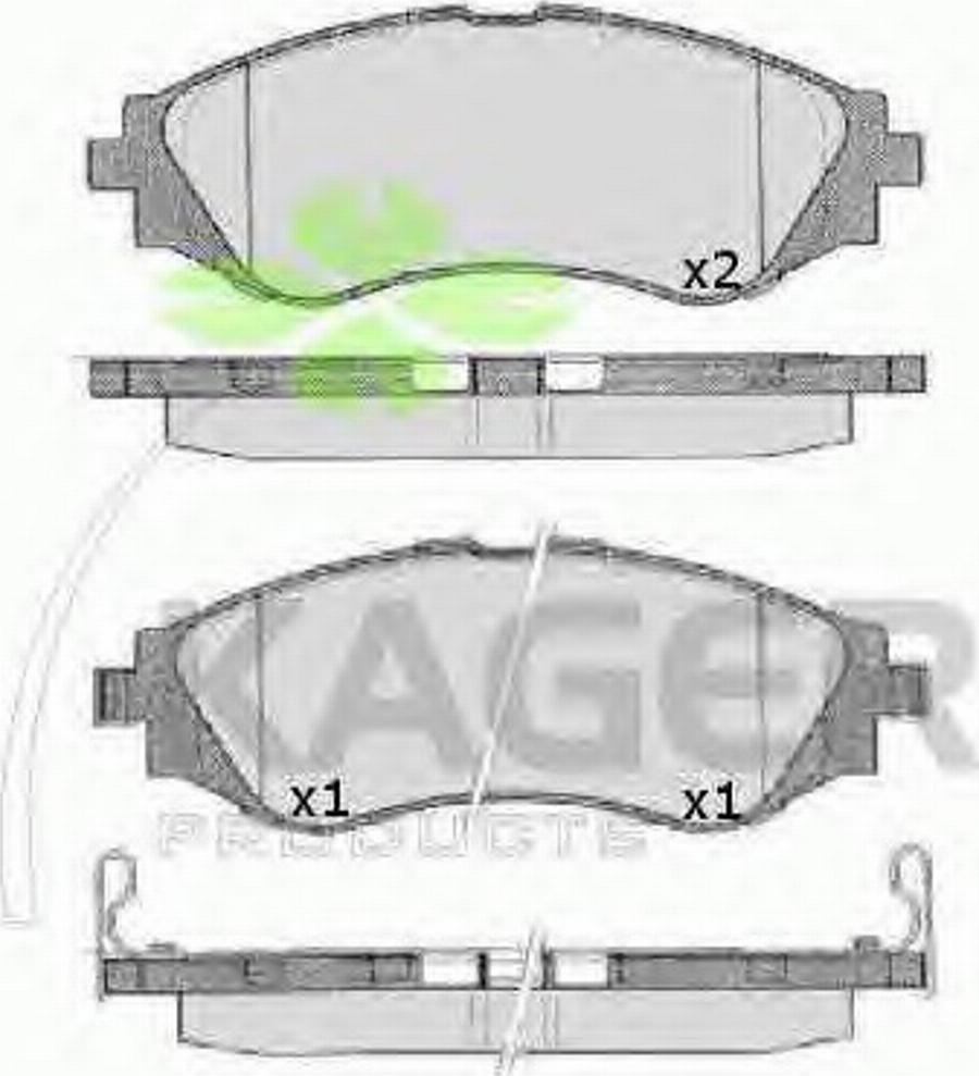 Kager 35-0134 - Bremžu uzliku kompl., Disku bremzes autospares.lv