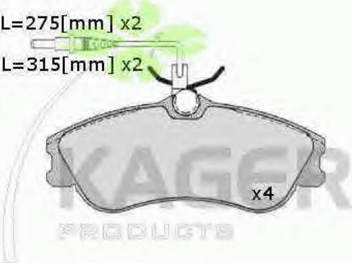 Kager 35-0135 - Bremžu uzliku kompl., Disku bremzes www.autospares.lv