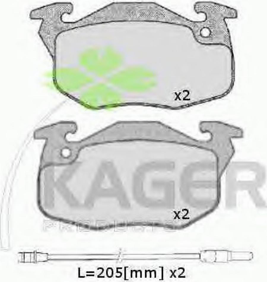 Kager 35-0122 - Bremžu uzliku kompl., Disku bremzes www.autospares.lv