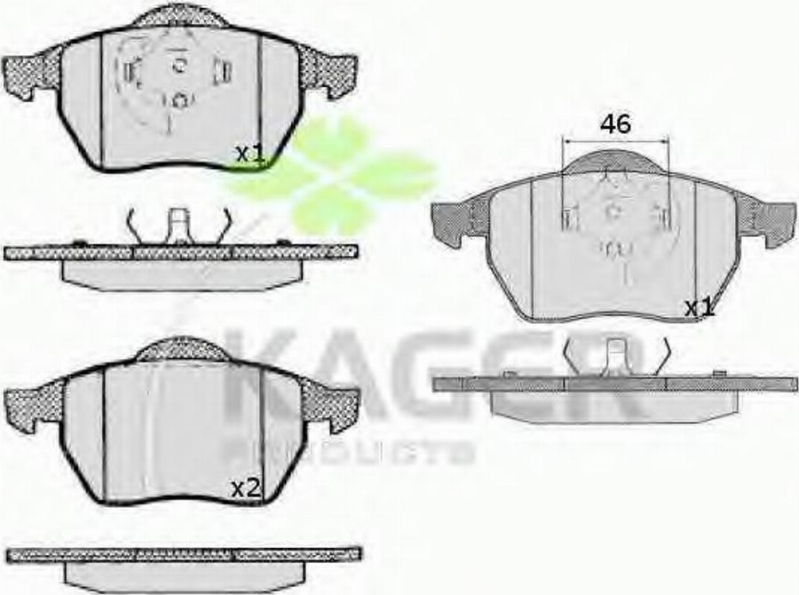 Kager 35-0215 - Тормозные колодки, дисковые, комплект www.autospares.lv