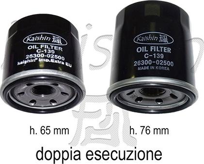 Kaishin C139 - Oil Filter www.autospares.lv