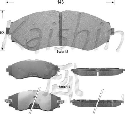 Kaishin FK11124 - Тормозные колодки, дисковые, комплект www.autospares.lv