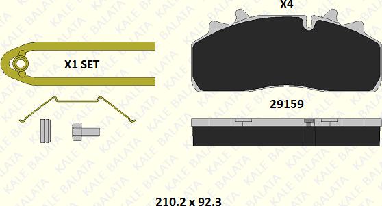 KALE 29159 301 14 - Bremžu uzliku kompl., Disku bremzes www.autospares.lv