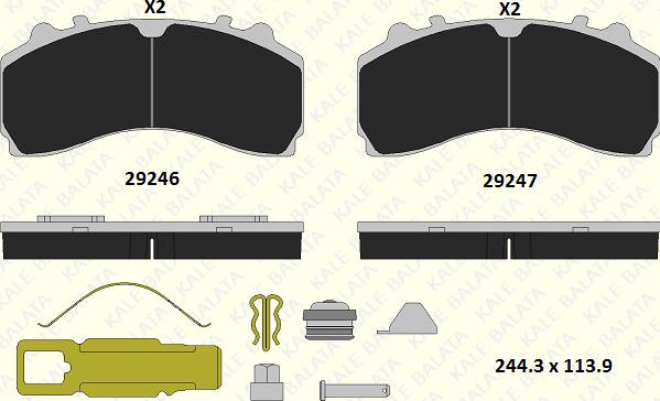 KALE 29246 298 25 - Тормозные колодки, дисковые, комплект www.autospares.lv