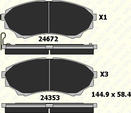 KALE 24353 150 05 - Brake Pad Set, disc brake www.autospares.lv