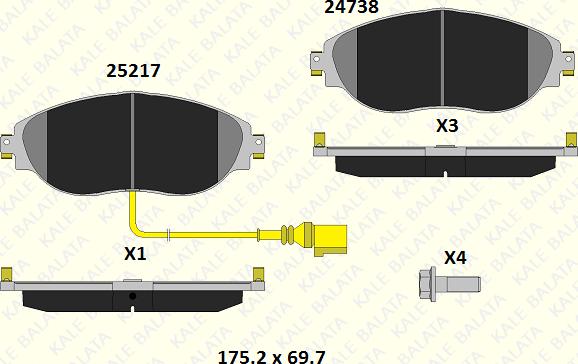 KALE 24738 200 15 - Brake Pad Set, disc brake www.autospares.lv