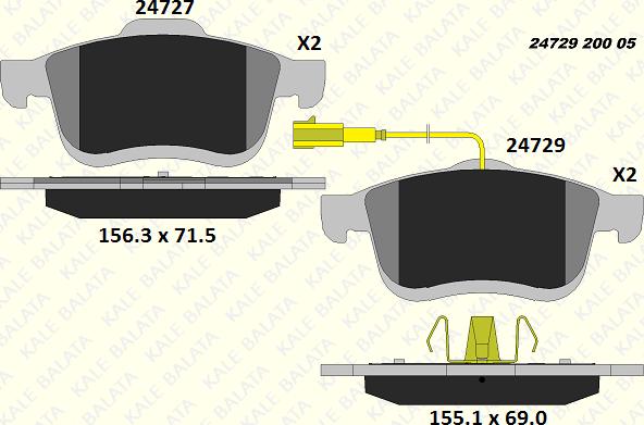 KALE 24729 200 05 - Bremžu uzliku kompl., Disku bremzes autospares.lv