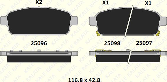 KALE 25096 162 05 - Bremžu uzliku kompl., Disku bremzes www.autospares.lv