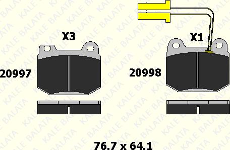 KALE 20997 165 05 - Bremžu uzliku kompl., Disku bremzes www.autospares.lv