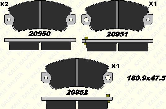 KALE 20950 180 05 - Bremžu uzliku kompl., Disku bremzes autospares.lv