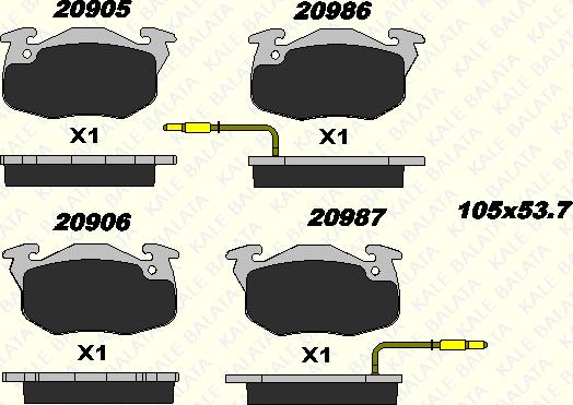 KALE 20905 180 05 - Brake Pad Set, disc brake www.autospares.lv