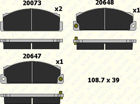 KALE 20073 173 05 - Тормозные колодки, дисковые, комплект www.autospares.lv