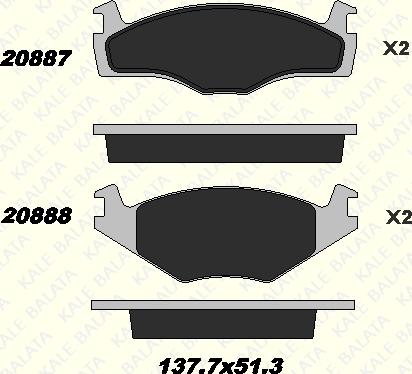 KALE 20887 197 25 - Brake Pad Set, disc brake www.autospares.lv