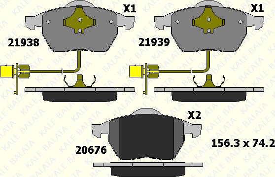 KALE 21938 204 05 - Тормозные колодки, дисковые, комплект www.autospares.lv