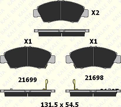 KALE 21697 158 05 - Тормозные колодки, дисковые, комплект www.autospares.lv