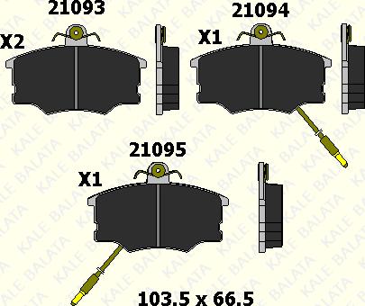 KALE 21093 174 25 - Тормозные колодки, дисковые, комплект www.autospares.lv