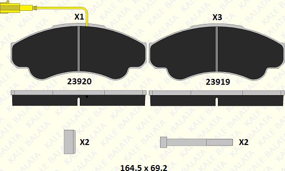 KALE 23919 191 15 - Brake Pad Set, disc brake www.autospares.lv