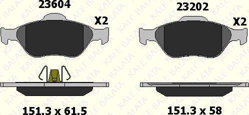 KALE 23604 188 05 - Тормозные колодки, дисковые, комплект www.autospares.lv