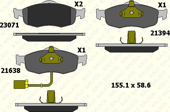 KALE 23071 185 15 - Bremžu uzliku kompl., Disku bremzes www.autospares.lv