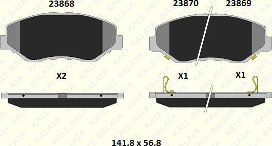 KALE 23868 169 05 - Тормозные колодки, дисковые, комплект www.autospares.lv