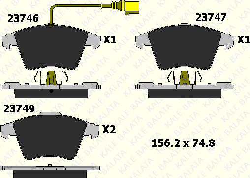 KALE 23746 180 05 - Bremžu uzliku kompl., Disku bremzes www.autospares.lv