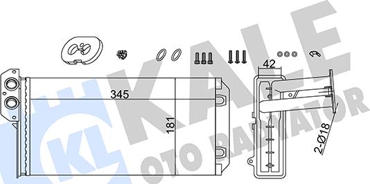 KALE OTO RADYATÖR 355280 - Heat Exchanger, interior heating www.autospares.lv