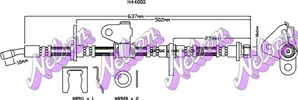 Kawe H4400Q - Bremžu šļūtene www.autospares.lv