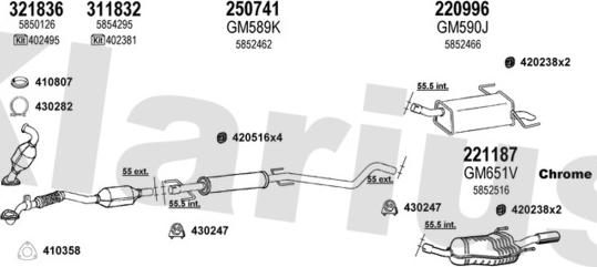 Klarius 391585E - Izplūdes gāzu sistēma www.autospares.lv