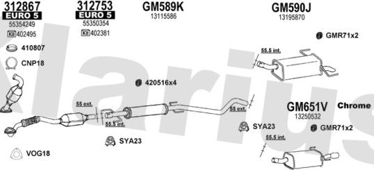 Klarius 392154U - Izplūdes gāzu sistēma www.autospares.lv