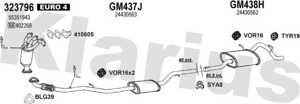 Klarius 392111U - Izplūdes gāzu sistēma www.autospares.lv