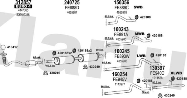 Klarius 362376E - Izplūdes gāzu sistēma www.autospares.lv