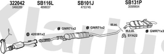 Klarius 750169U - Izplūdes gāzu sistēma www.autospares.lv